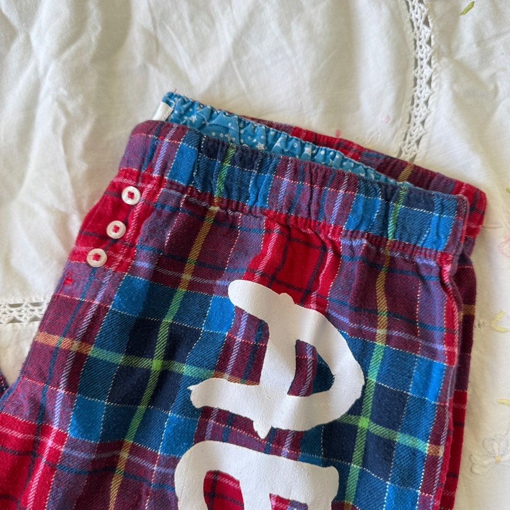 Aeropostale Y2K Red Plaid Logo Pajama Pants XS - Picture 4 of 7